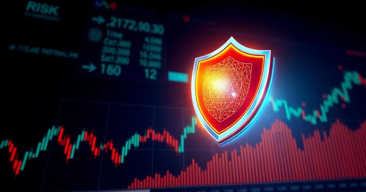 Risk management in trading — protective shield over market charts